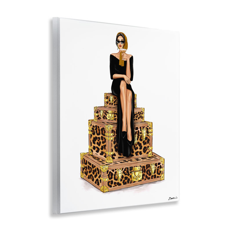 Élégante plaque murale Gal et valises, design par Ziwei Li