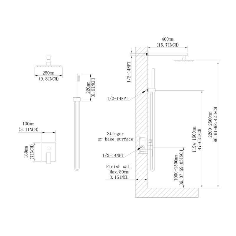 All-In-One Kit with Rough in-Valve, Brushed Nickel