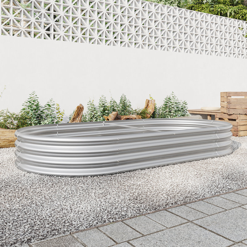Ensemble de lit surélevé pour jardin - Jardin surélevé en métal pour jardinières, légumes et herbes, Argent argent