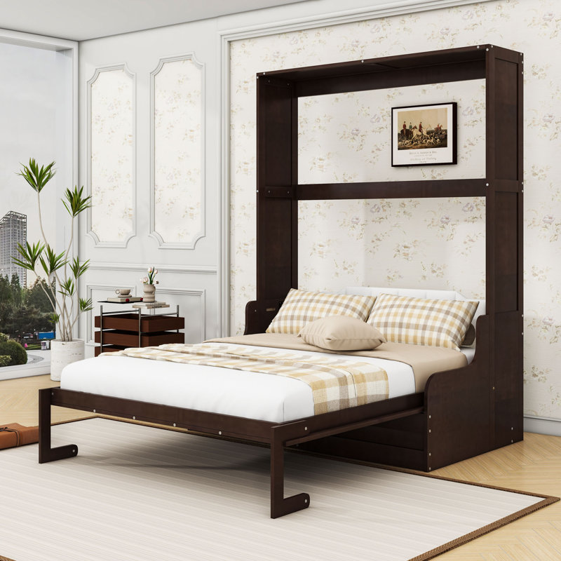 Grand lit escamotable avec coussin, Espresso