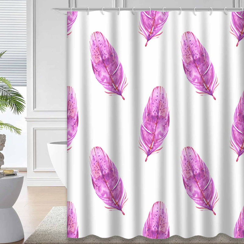 Rideau de douche rose imperméable, rideaux de douche pour la salle de bain avec 12 crochets, 72" L x 78" W