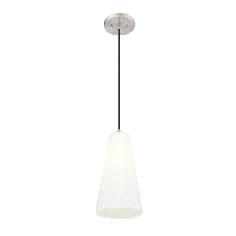 Luminaire suspendu moderne 1 lumière Tomy, Nickel brossé, H 123,75 po x l 7,25 po x P 7,25 po