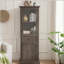 Bibliothèque moderne avec portes et tablettes en verre, armoire-buffet autoportante polyvalente avec tiroir-1270465617