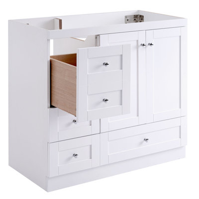 [Cabinet Only] 36" White Bathroom Vanity(Sink Not Included)