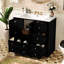 Meuble-lavabo de 36 pouces en bois massif avec lavabo en résine blanche, grand casier et 4 tiroirs pour des portes pratiques à fermeture douce et sereine
