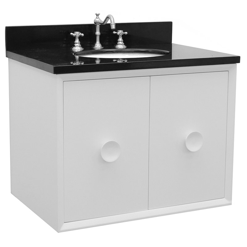 Crumley 31'' Single Bathroom Vanity with Top, White/Black Galaxy