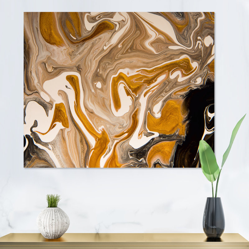 Vague brune avec taches noires et blanches - reproduction sur toile, H 12 po x l 20 po, Toile tendue