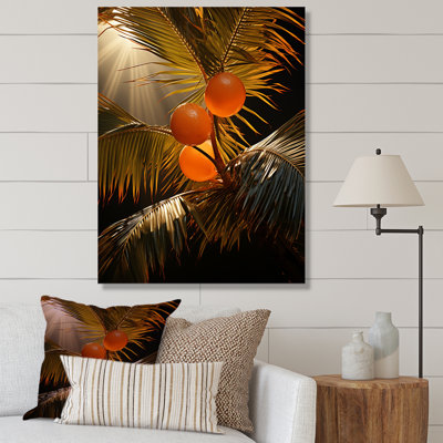 Coucher de soleil sur les feuilles de palmier tropical II sur toile