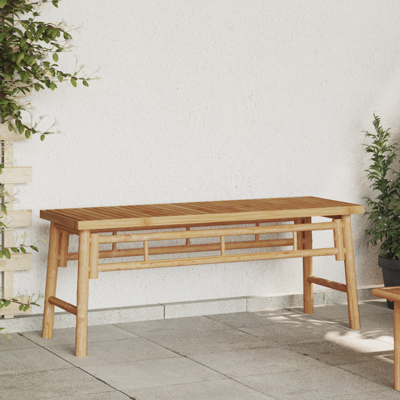 Solid Wood Bamboo Outdoor Bench, 45cm H x 110cm W x 38cm D