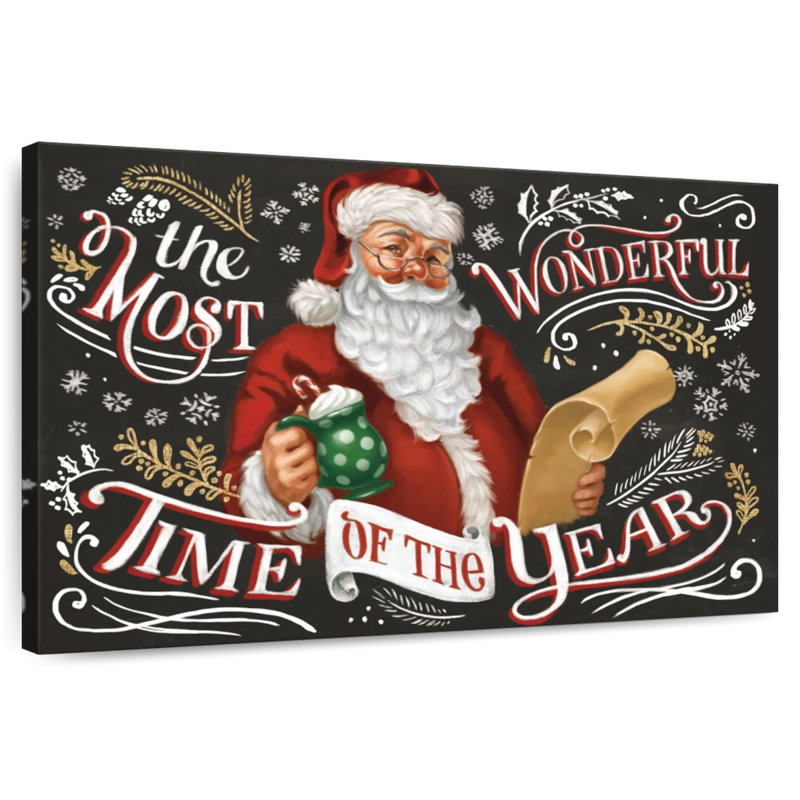 Santa's List II - noir, H 16 po x l 24 po