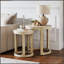 Ensemble de 2 tables basses rondes rondes en bois de style rustique Mid-Century pour salon et bureau-2114451765