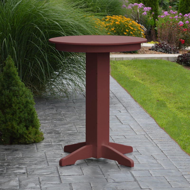 Nettie Round Outdoor Bar Table With Umbrella Hole , in. W in. D, Cherrywood, 44" L x 44" W