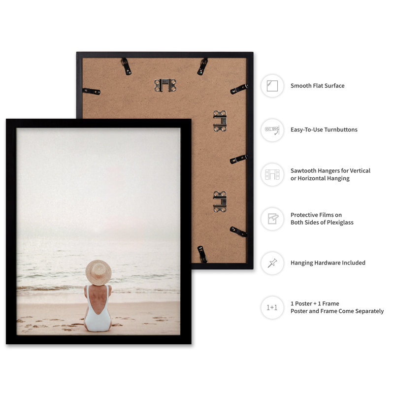 Femme à la plage, Black Framed, Poster, 18"H x 24"W