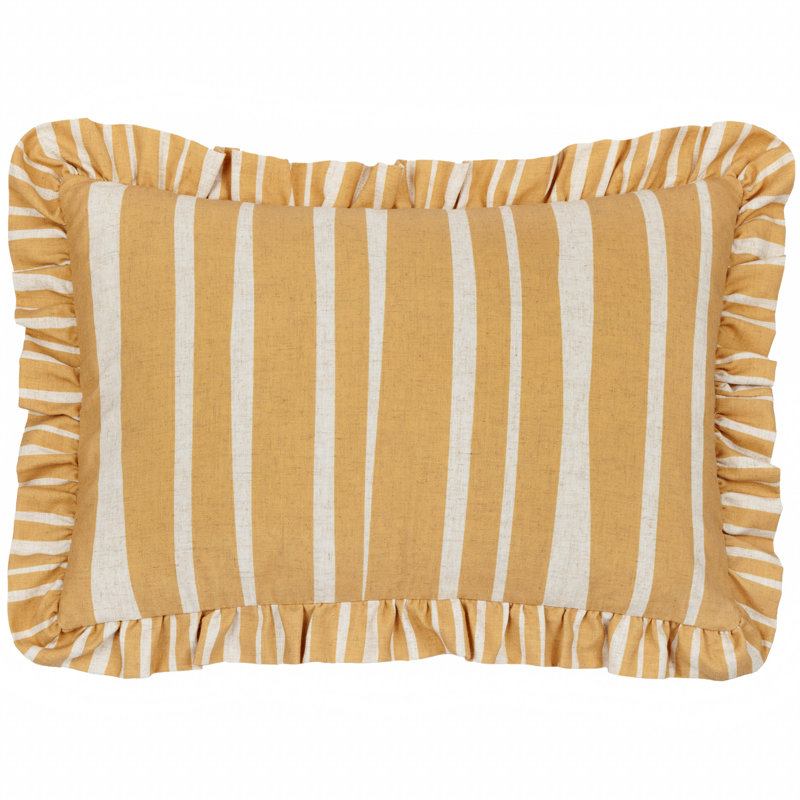 Carmon Stripe Striped Rectangular Cushion, Yellow