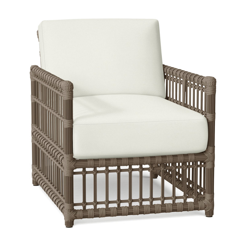 Newport Arm Chair with Cushions, No Welt, Natural White, Newport #66 Burlap