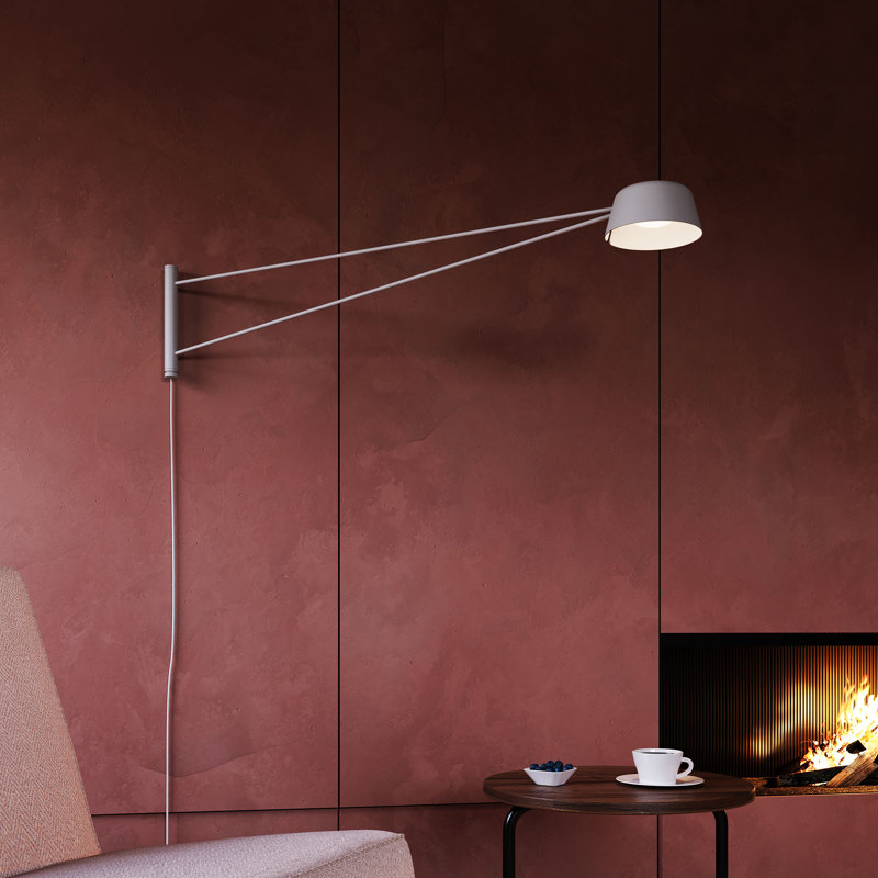 Ray 1 - Light LED Armed Sconce, Warm Gray, 8.5" H x 6.25" W x 6.25" D