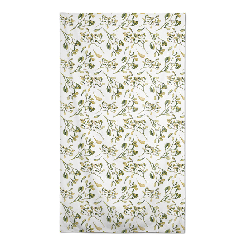 Nappe aquarelle 3 feuilles et baies grises, Jaune