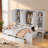 Wooden Daybed With Three Drawers, All-in-one Cabinet, Desk And Shelves-60321128-60321135