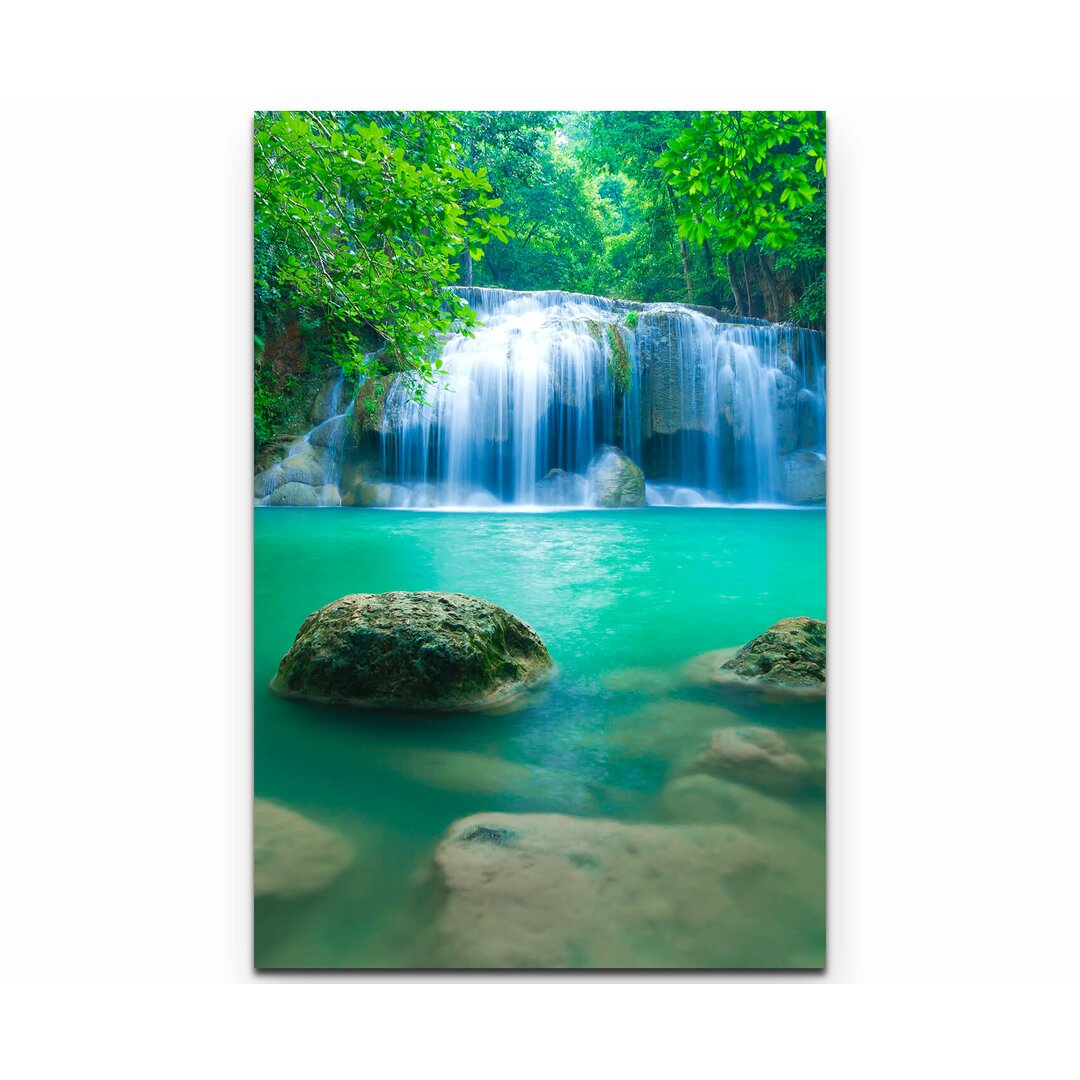 Leinwandbild Exotischer Wasserfall in Erawan – Thailand