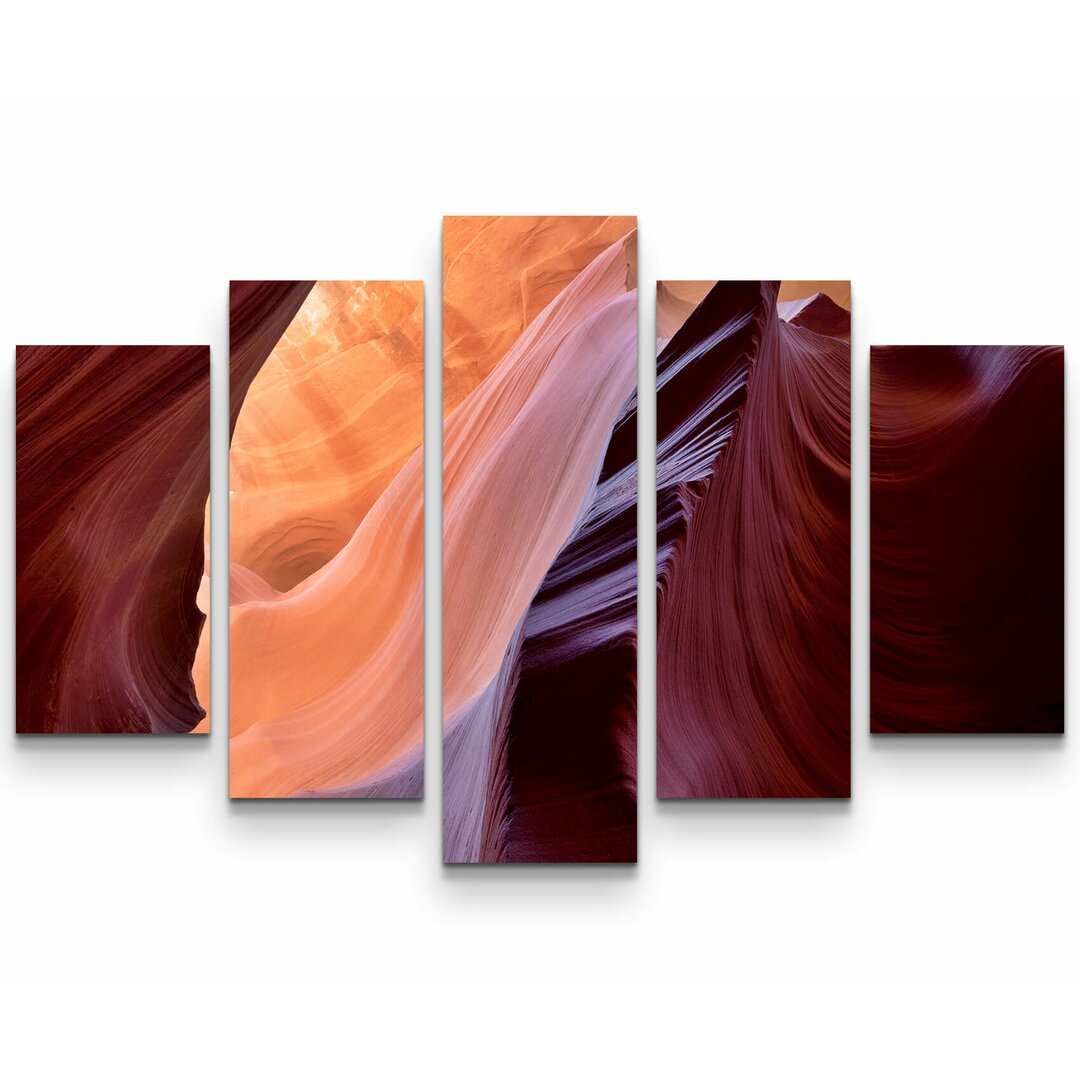 5-tlg. Leinwandbilder-Set Abstrakte Gesteinsformationen Antelope Canyon - Arizona