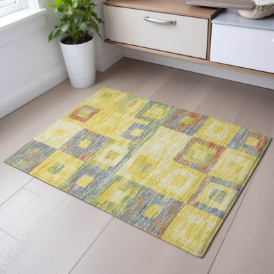Premium Machine Washable Ducote AMF1142 Geometric Rug