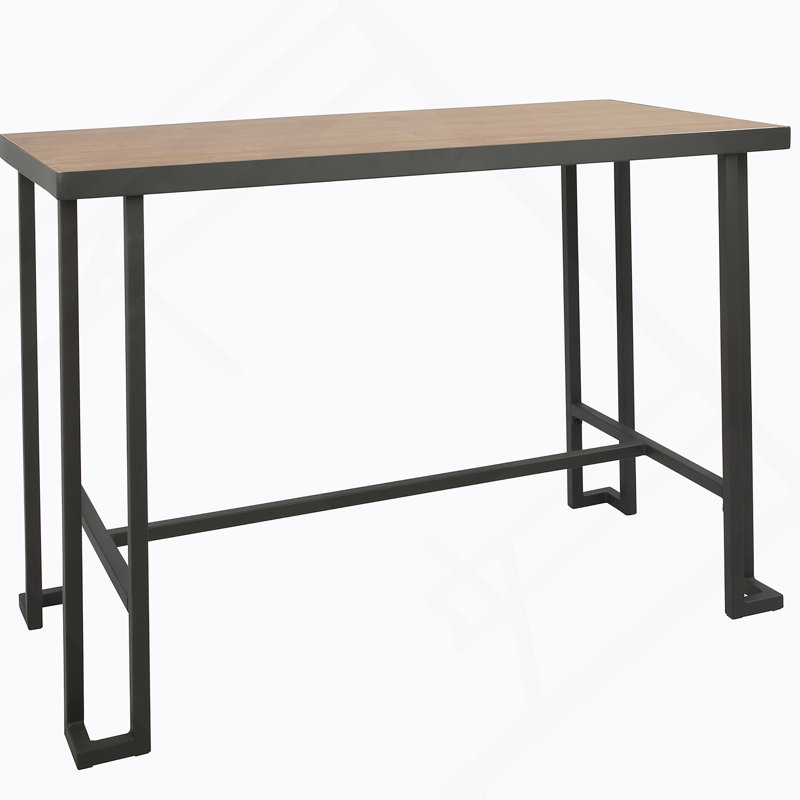 Table de comptoir industrielle avec structure en métal robuste, Naturel