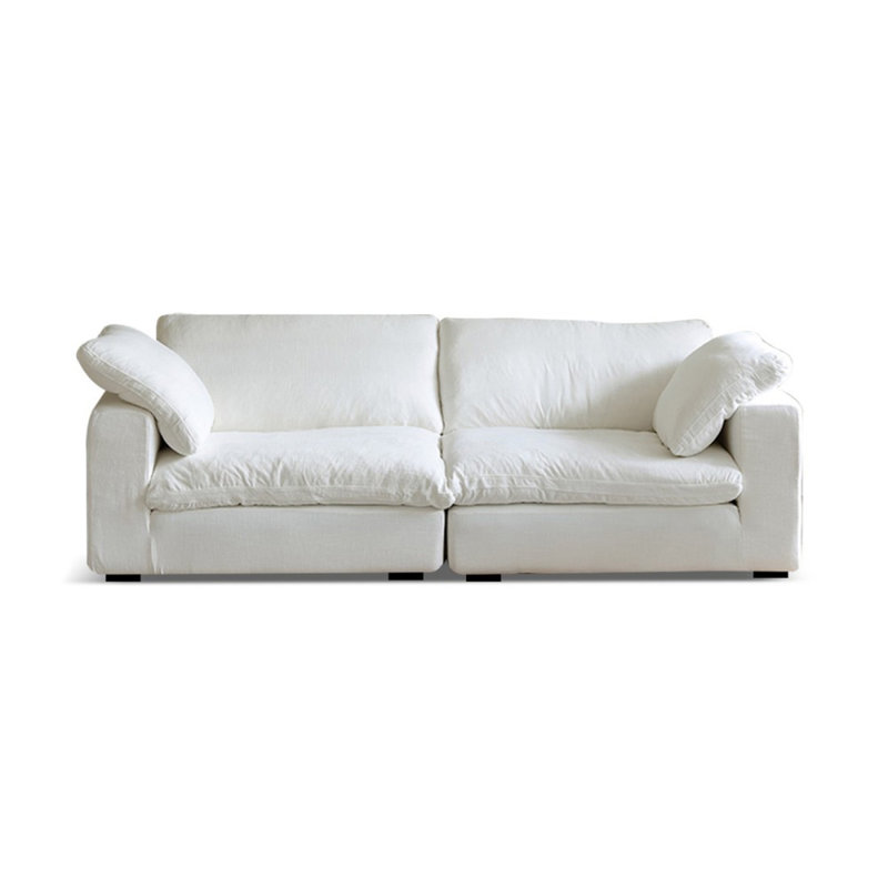 Coussin modulaire blanc en polyester, 3, 25.59" H x 102.36" W x 44.88" D