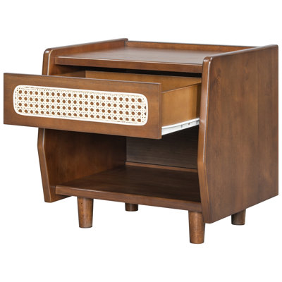 Nightstand with Rattan Detail
