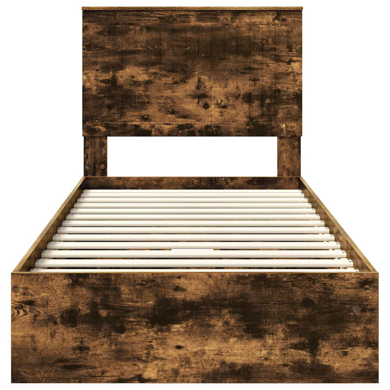  Bed Frame With Drawer Engineered Wood, European Single (90 x 200 cm), Smoked Oak