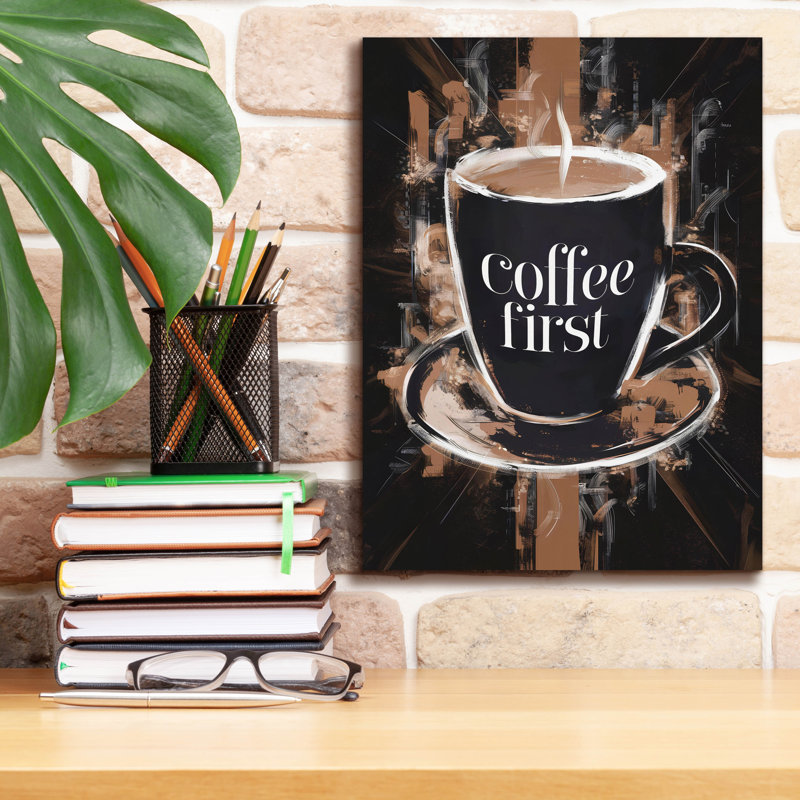 «Coffee First» par Andreas Magnusson, art mural sur toile, H 16 po x l 12 po x P 0,75 po