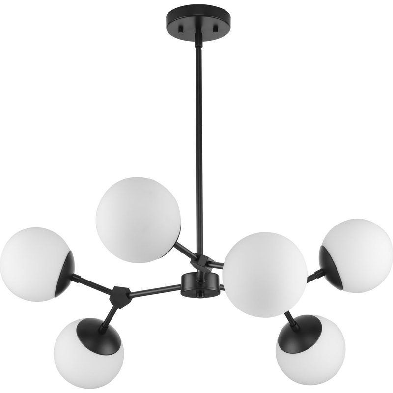 Lustre géométrique à 6 lumières Jervon, Noir mat