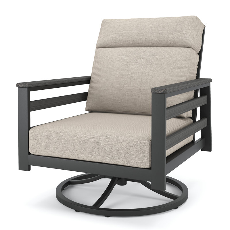 Townsend Metal Outdoor Rocking Chair With Sunbrella Cushion, Gray, Cast Silver, Yes