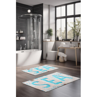 Eakly Luxury Bathmat Set (2 Pieces), 100% Polyester, 16.0 x 23.6 inches & 23.6 x 39.4 inches | Non-Slip Antibacterial Design, 0.3 in Pile Height | Machine Washable, Durable & Easy to Clean | Ideal for Bathroom Décor