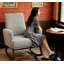 Chaise berçante en bois, fauteuil rembourré