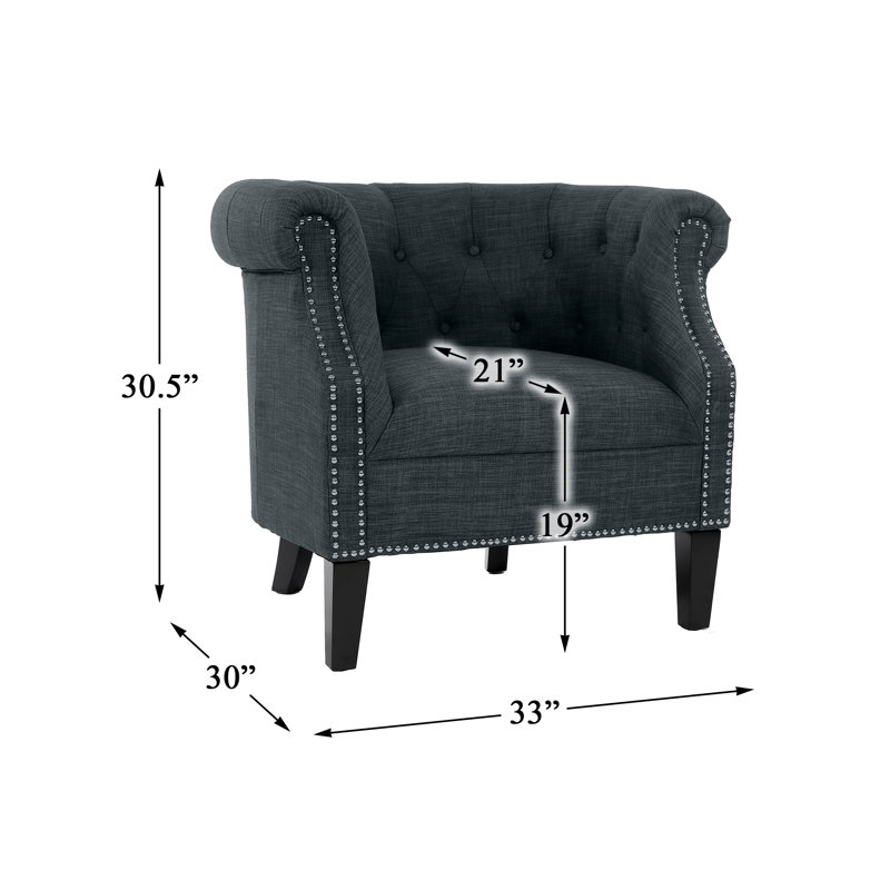Fauteuil demi-tonneau en polyester de 30 po de largeur, Polyester gris