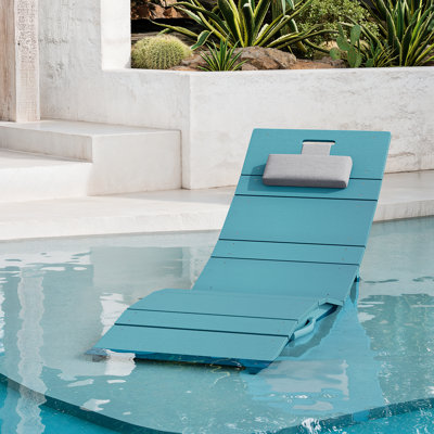 Portable Foldable Hips Patio Chaise Lounge，Anti-Drift Poolside Comfort With Adjustable Headrest & Sandbag Anchors，Turquoise