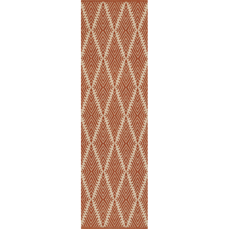 River Geometric Handmade Flatweave Area Rug, Runner 2'3" x 8', Orange