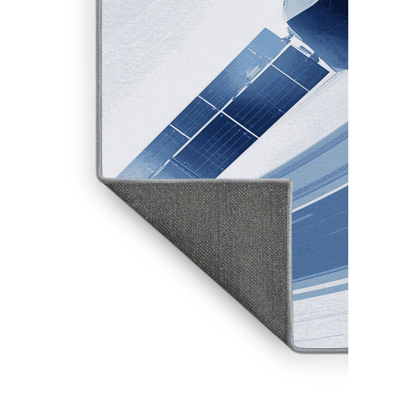 Soft Plush Edingworth Orbital Satellite Modern Area Rug in Blue – SkyBlue Binding, 4x6