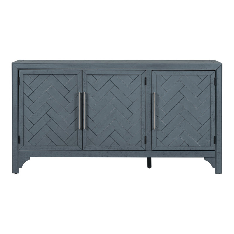 Buffet de rangement conçu avec panneau de fibres à densité moyenne + placage de pin, tablettes réglables, convenant aux salons, aux entrées et aux salles d'étude.
