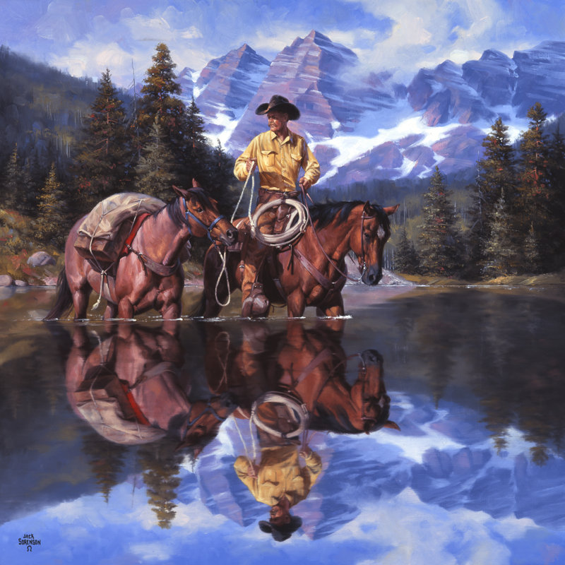 Reflections Of The Rockies by Jack Sorenson - Wrapped Canvas Painting, 122cm H x 122cm W