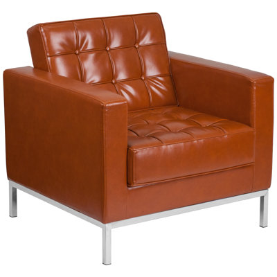 Chaise capitonnée Amjed LeatherSoft avec structure intégrée en acier inoxydable