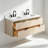 60" Floating Double Sink Solid Wood Natural Oak Bathroom Vanity with Engineered Marble Top-1062813093