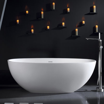 65.16'' x 29.72'' Freestanding Soaking Solid Surface Bathtub