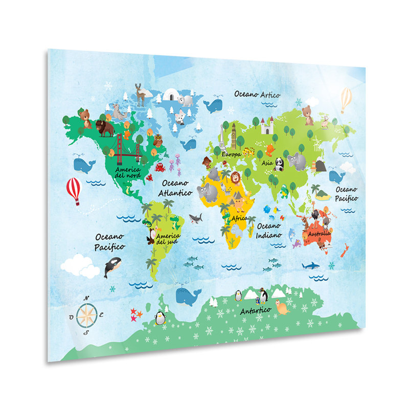 Children's World Map by Giallobus - No Frame Print, Plastic/Acrylic, 70cm H x 100cm W
