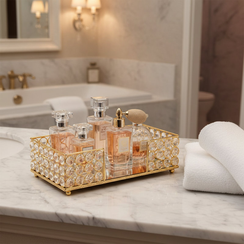 Porte-serviettes de salle de bain Servilleta, Gold, 2.75" H x 9.5" W x 5.5" D