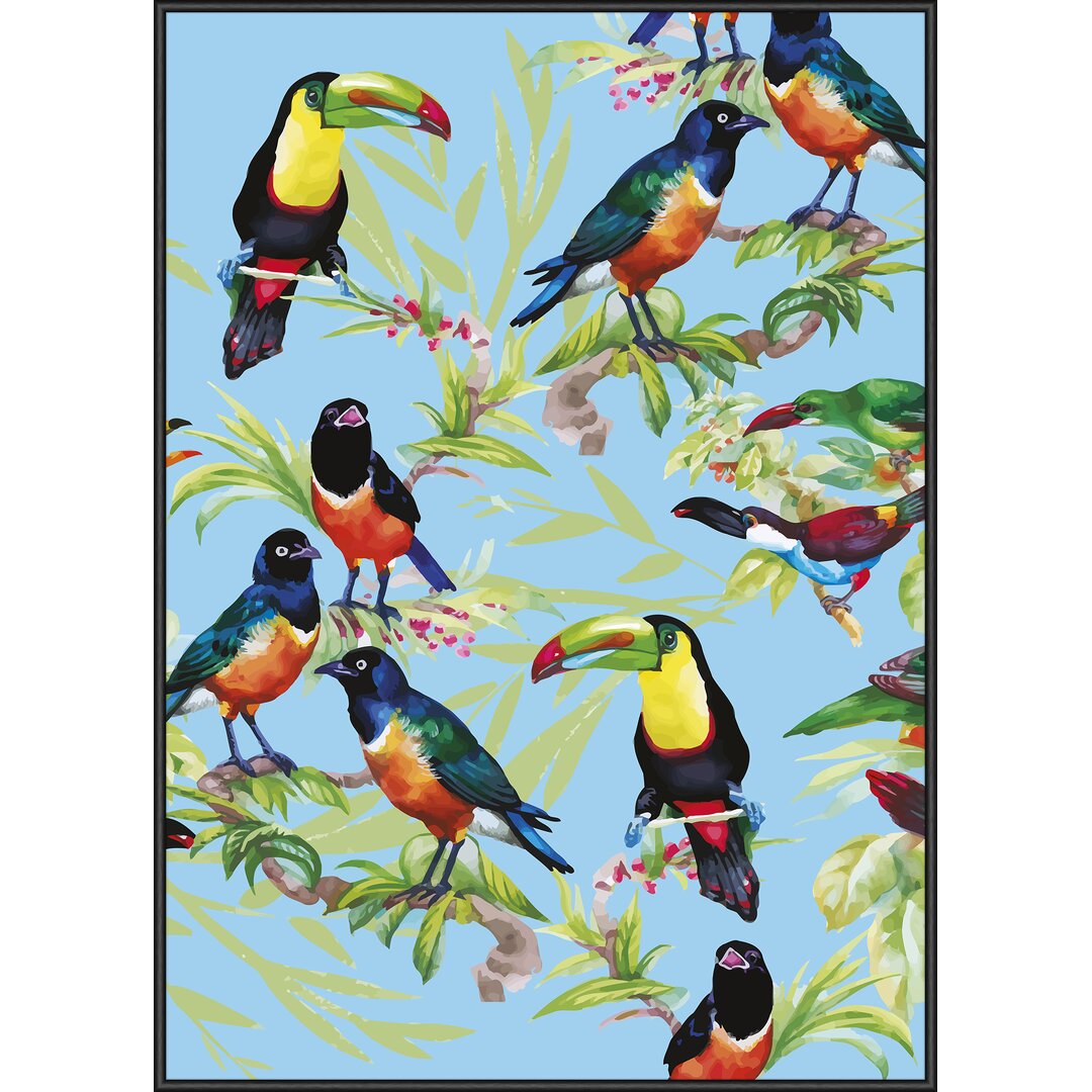 Gerahmtes Poster „Jungle Birds“, Kunstdruck