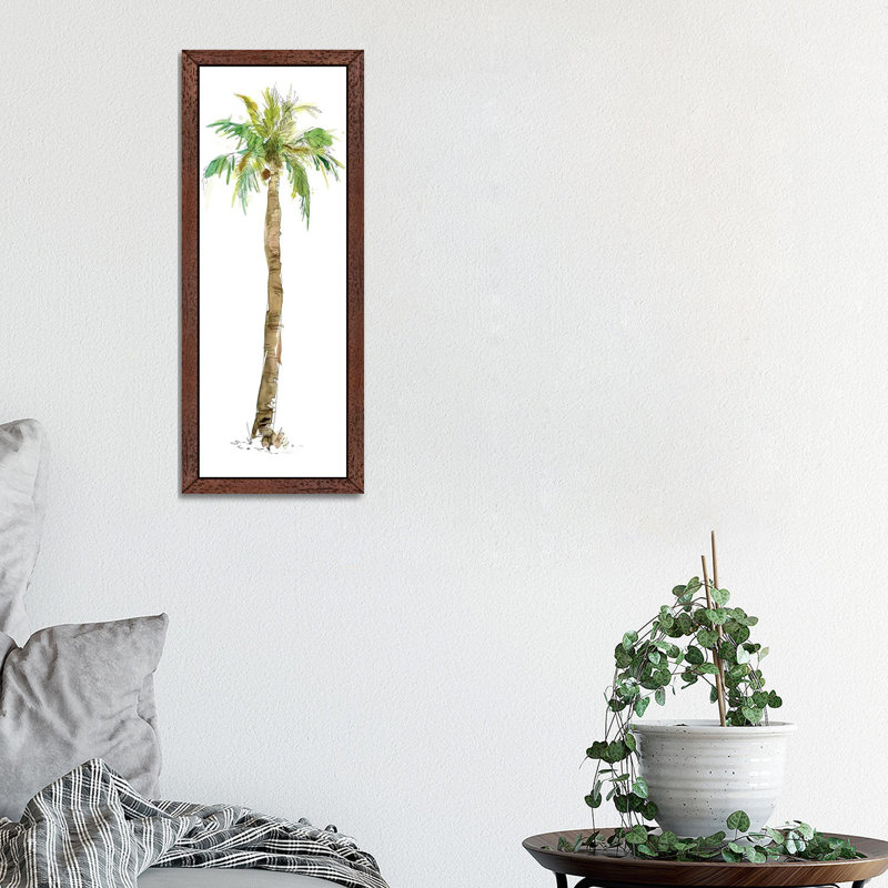 Washed Palm I by Carol Robinson - Floater Frame Panoramic Painting on Canvas, Brown, 182.88 cm H x 60.96 cm W
