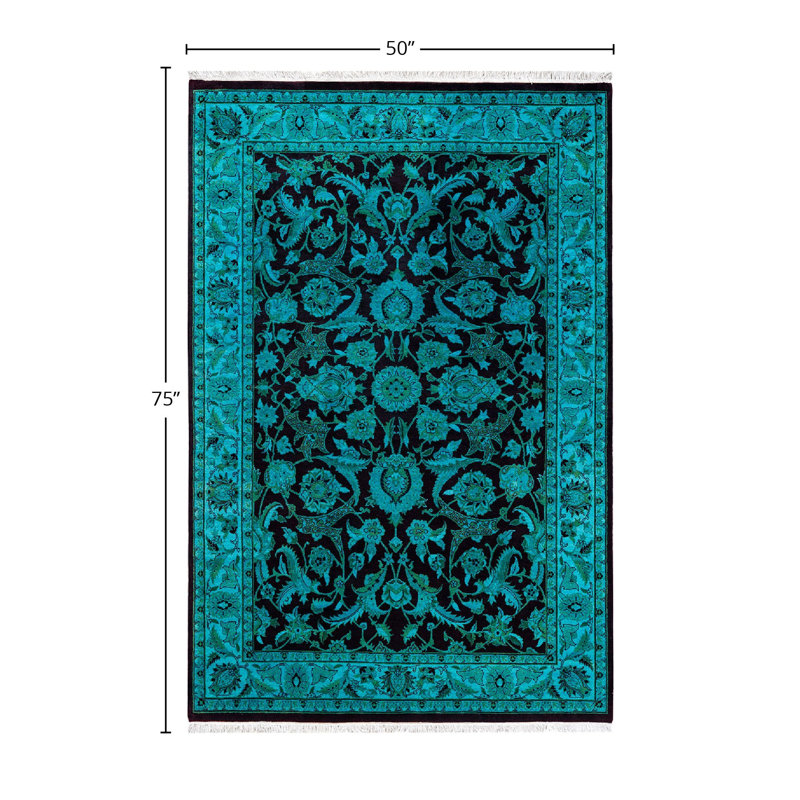 Tapis unique bleu 4 pi 2 po x 6 pi 3 po Overdyed