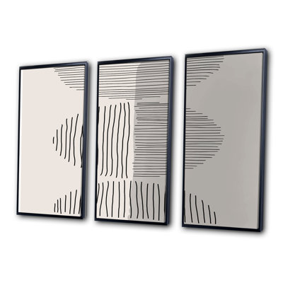 «Minimal Geometric Lines and Circle VII», reproduction de cadre photo sur toile 3 pièces