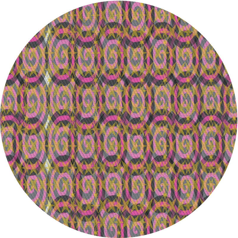 Tapis brun/noir à motifs, Rond 3 pi